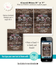 Load image into Gallery viewer, Gender Reveal BaByQ, printable invitation, editable template, A711
