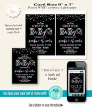 Load image into Gallery viewer, Gender Reveal BaByQ, printable invitation, editable template, print or email, A712
