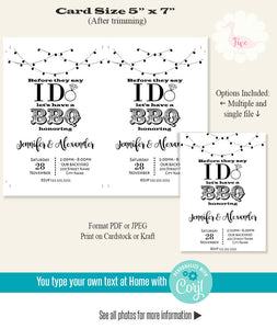 Before they say I do let's have a BBQ, printable self-editable template, A300