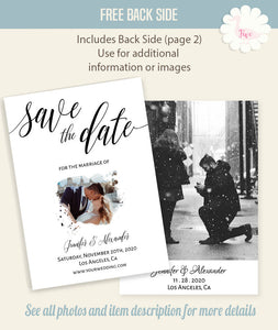 Save the Date with photo, editable template, A314