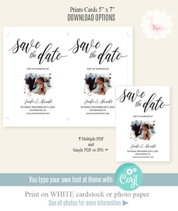 Save the Date with photo, editable template, A314