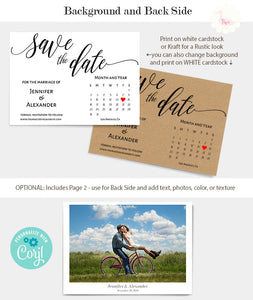 Save the Date with calendar self-editable template, A612