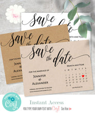 Load image into Gallery viewer, Save the Date with calendar self-editable template, A612
