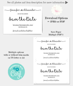 Minimalist Save the Date self-editable template, A318