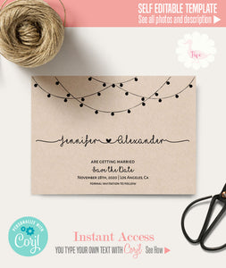 Save the Date card, instant download, editable template, A319