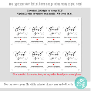 Printable Editable Favor Tags, self-editable template, A116