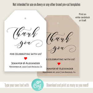 Printable Editable Favor Tags, self-editable template, A116