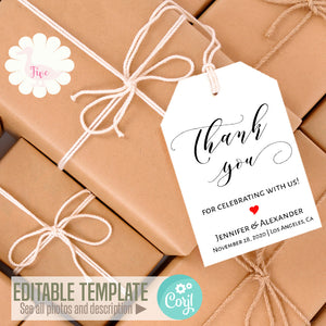 Printable Editable Favor Tags, self-editable template, A116