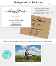 Load image into Gallery viewer, Rehearsal dinner invitation, printable editable template, A307
