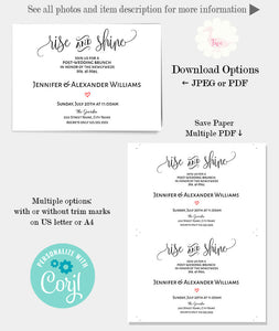 Post-wedding celebration invitation, printable, editable template, A606