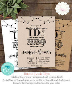 Before they say I do let's have a BBQ, printable self-editable template, A300