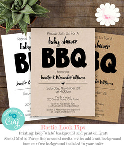 Baby Shower BBQ Invitation, self-editable template, instant download, A625