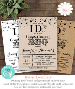 I do bbq invitation, couples shower, printable template, A301