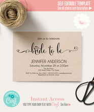 Load image into Gallery viewer, Bridal shower invitation, printable editable template, A312
