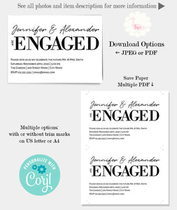 Engagement party Invitation, we are getting married invite, editable template, A102