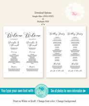 Load image into Gallery viewer, Wedding Ceremony program, editable template, A313
