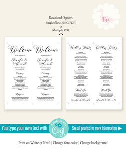 Wedding Ceremony program, editable template, A313